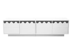 Suporte para TV com 4 portas e design ondulado - Branco 170x40x45 cm
