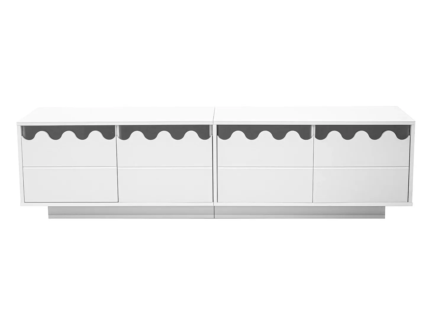 Suporte para TV com 4 portas e design ondulado - Branco 170x40x45 cm