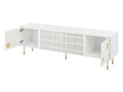 Suporte para TV com 4 portas, porta gradeada, branco