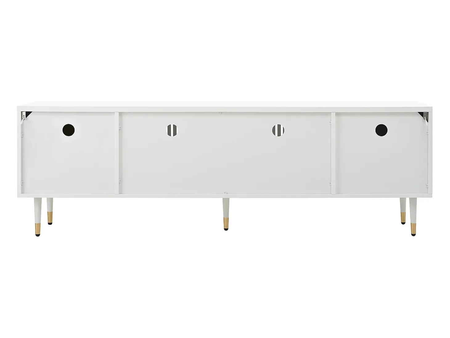 Suporte para TV com 4 portas, porta gradeada, branco