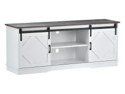 Suporte para TV com 2 portas de correr - Prateleiras ajustáveis 150 x 40 x 60 cm - Branco