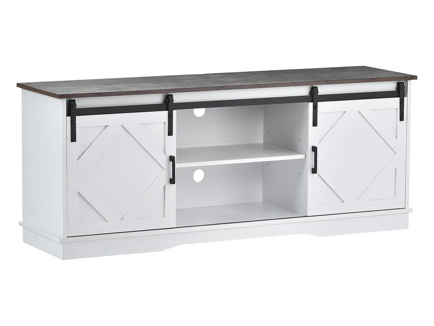 Suporte para TV com 2 portas de correr - Prateleiras ajustáveis 150 x 40 x 60 cm - Branco