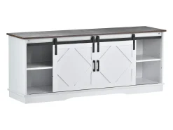 Suporte para TV com 2 portas de correr - Prateleiras ajustáveis 150 x 40 x 60 cm - Branco