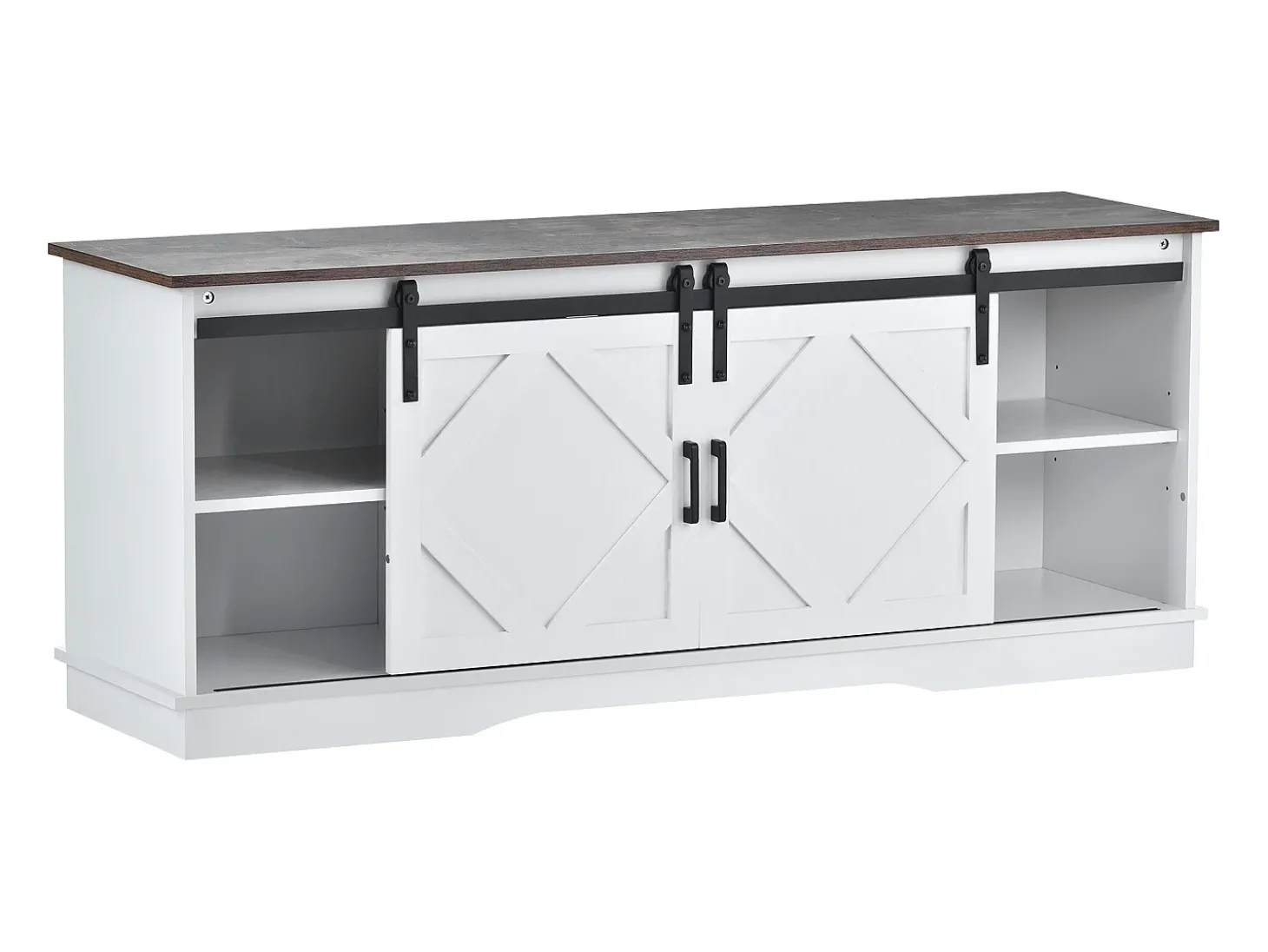 Suporte para TV com 2 portas de correr - Prateleiras ajustáveis 150 x 40 x 60 cm - Branco