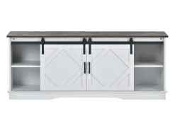 Suporte para TV com 2 portas de correr - Prateleiras ajustáveis 150 x 40 x 60 cm - Branco