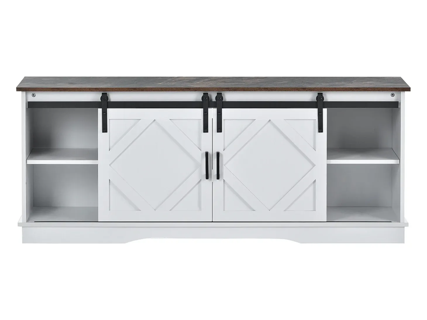 Suporte para TV com 2 portas de correr - Prateleiras ajustáveis 150 x 40 x 60 cm - Branco