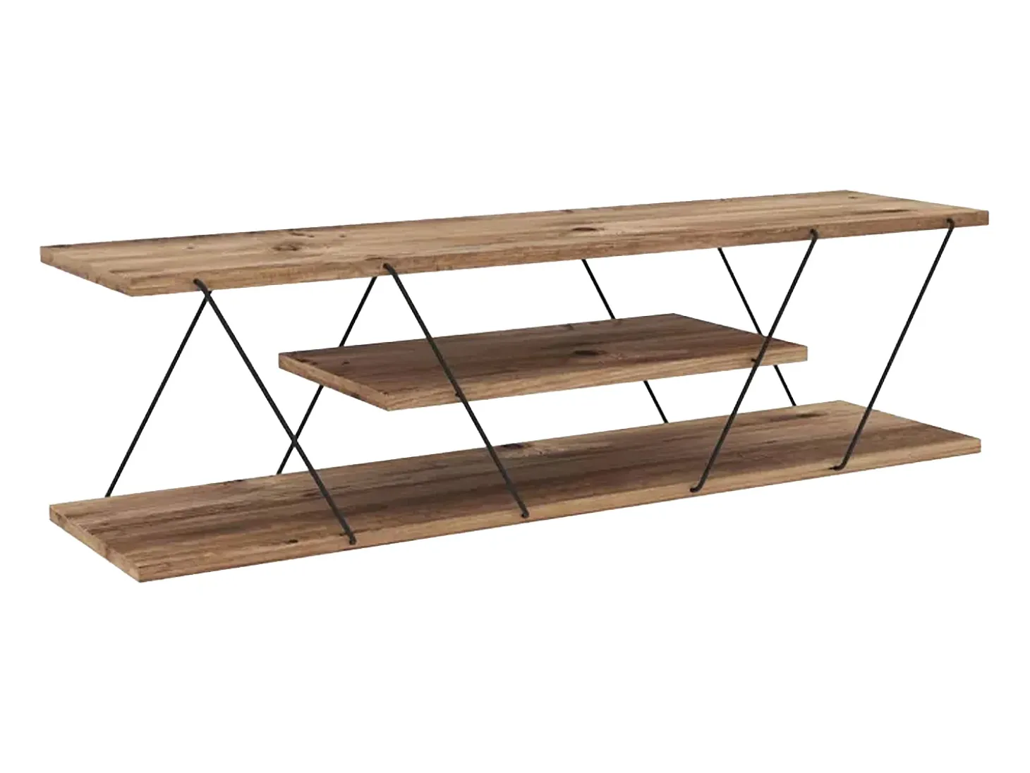 Suporte para TV com 1 prateleira - Natural e preto - ENTREGA