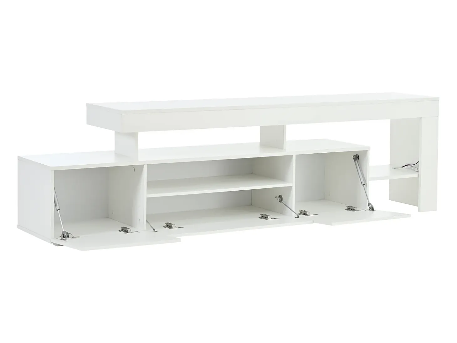 Suporte para TV com iluminação LED e 3 portas - acabamento brilhante - Branco 192 x 37 x 53 cm