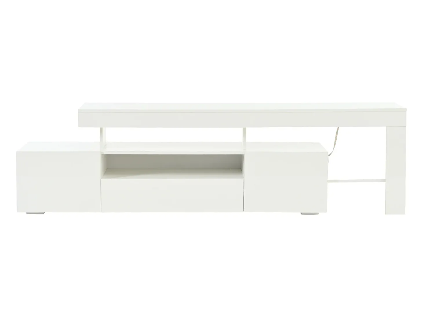 Suporte para TV com iluminação LED e 3 portas - acabamento brilhante - Branco 192 x 37 x 53 cm