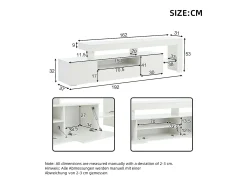 Suporte para TV com iluminação LED e 3 portas - acabamento brilhante - Branco 192 x 37 x 53 cm