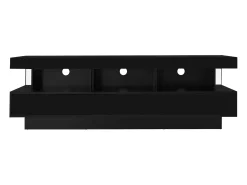 Suporte para TV com iluminação LED, 3 gavetas e 3 prateleiras em vidro - Laca preta brilhante