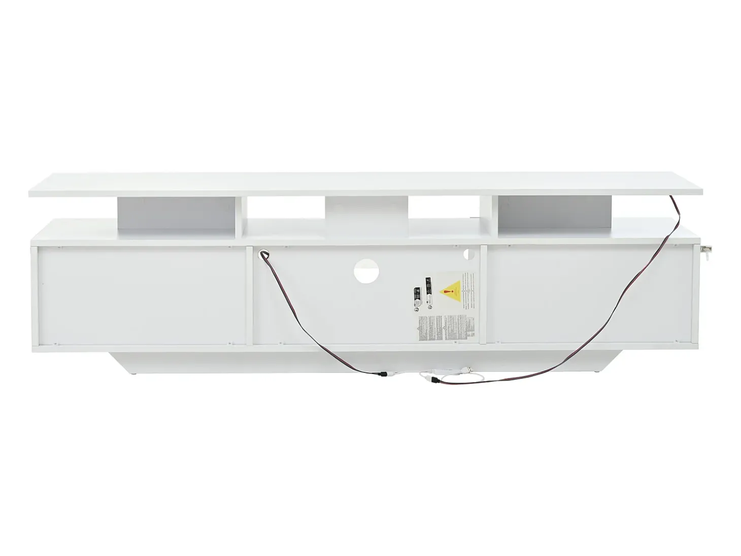 Suporte para TV com iluminação LED, 2 portas e prateleiras em vidro - acabamento brilhante - Branco