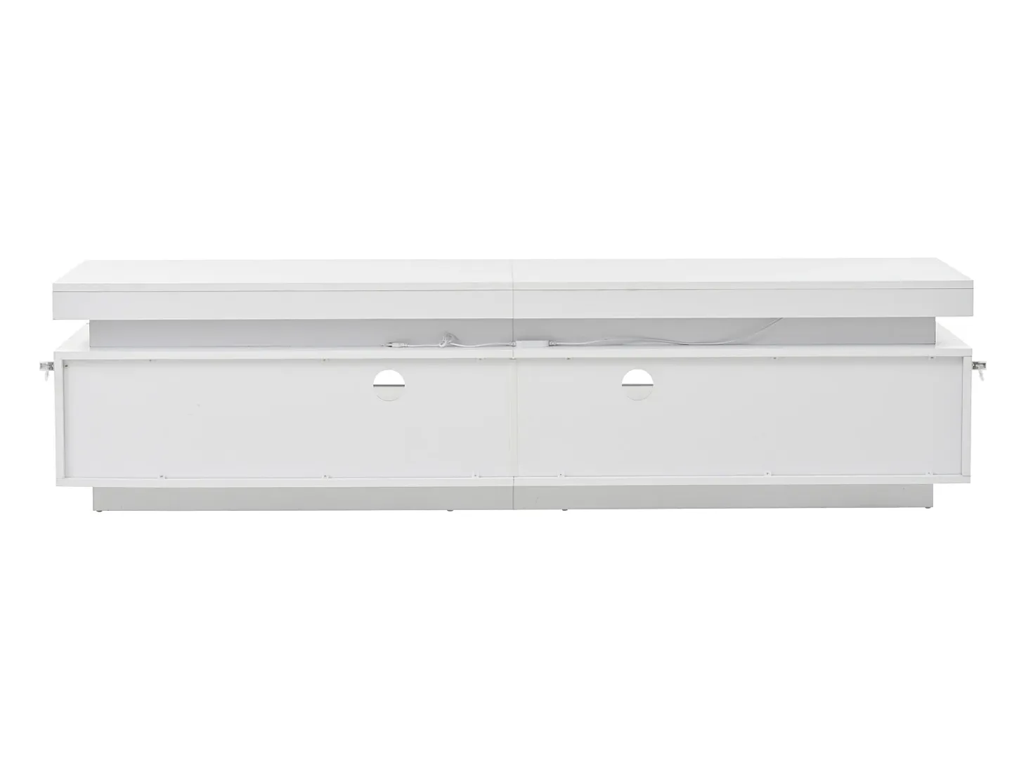 Suporte para TV com iluminação LED, 2 portas em forma de L e uma gaveta - acabamento brilhante - Branco