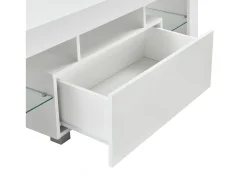 Suporte para TV com iluminação LED multicolorida banco de design com prateleiras 130 cm branco 03_0005859
