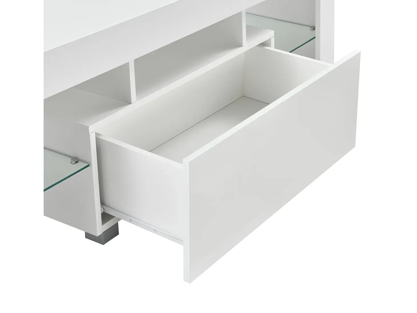 Suporte para TV com iluminação LED multicolorida banco de design com prateleiras 130 cm branco 03_0005859