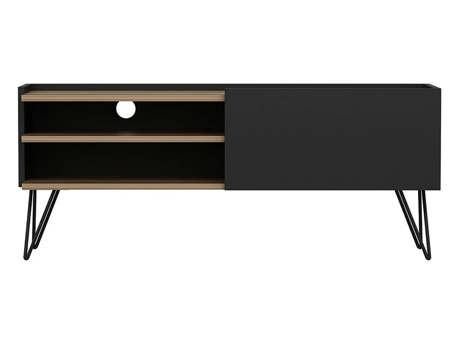 Suporte para TV com porta 50 x 124 x 37 cm preto / efeito madeira 03_0007751