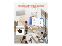 Suporte para TV com Rodas SucceBuy, Ecrãs de 81,2,8-177,8 cm, Carrinho Móvel, Rotação de 25°, Altura Ajustável, 40 kg, VESA 60 x 40 cm, Quarto/Exterior