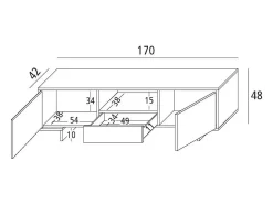 Suporte para TV Darrighin, Suporte para TV para sala de estar, Aparador baixo para sala com 2 portas e 1 gaveta, 100% Made in Italy, 170x42h48 cm, Branco