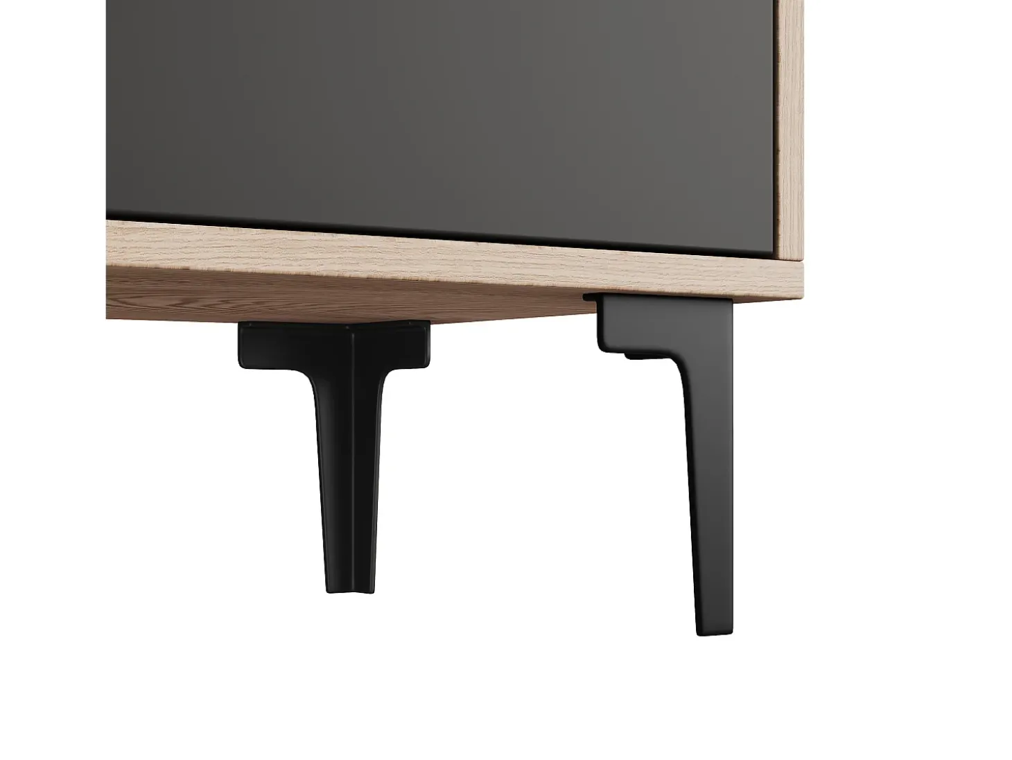 Suporte para TV de 80 polegadas com 3 portas - Cor preto e madeira