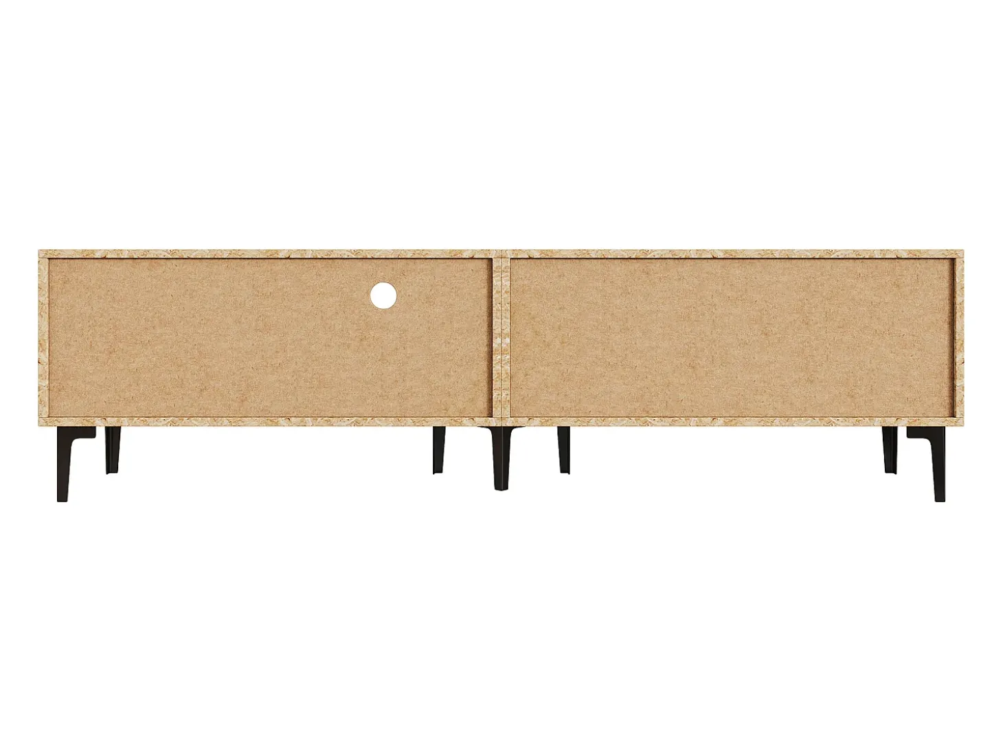 Suporte para TV de 80 polegadas com 3 portas - Cor preto e madeira