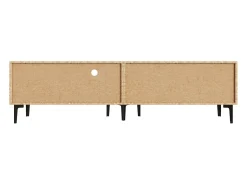 Suporte para TV de 80 polegadas com 3 portas - Cor preto e madeira