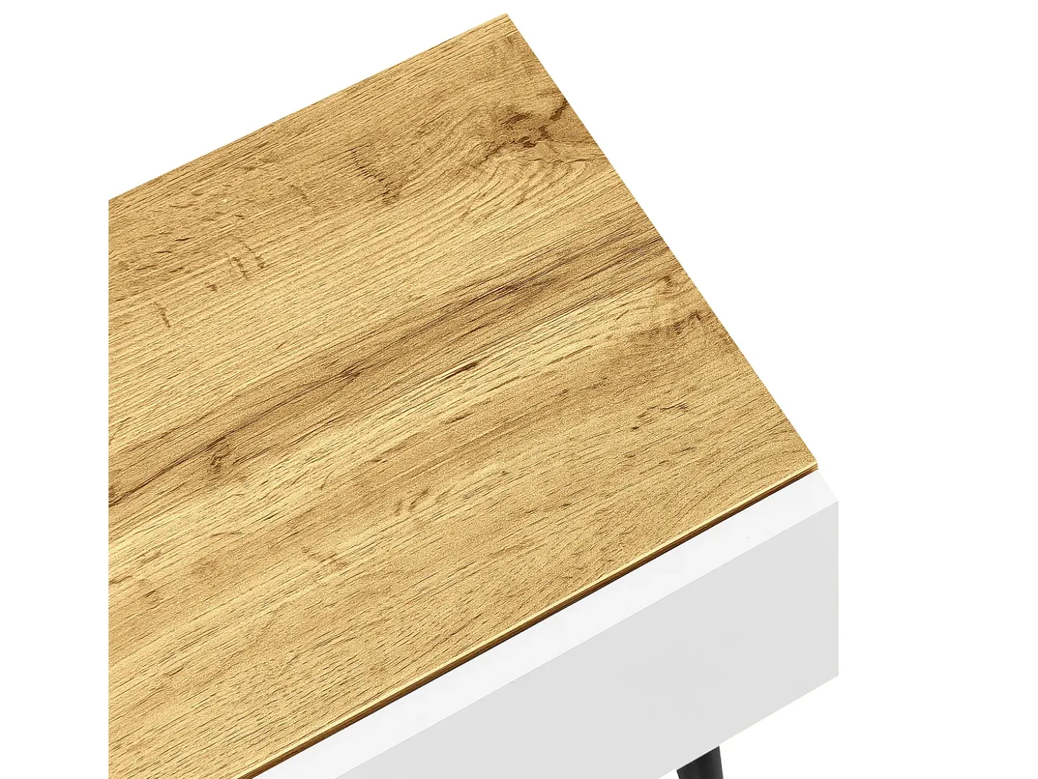Suporte para TV em madeira e branco - Suporte para TV com 2 portas retráteis e pés em metal - Arrumação aberta