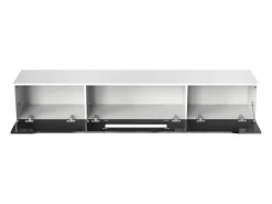 Suporte para TV em madeira e preto brilhante com iluminação LED multicolorida – Design moderno e harmonioso, 180 x 35 x 30 cm