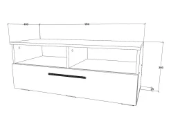 Suporte para TV haaus Kos, 1 porta, 2 prateleiras, branco/Chêne Artisan, 95 x 40 x 39 cm
