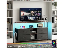 Suporte para TV LED baixo, 108 x 30 x 77 cm, estrutura sólida em metal e madeira, móvel para TV, mesa para TV, preto