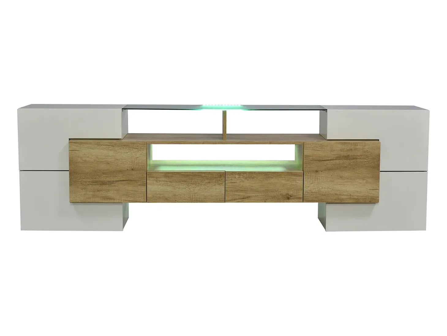 Suporte para TV LED, Móvel Alto para TV para Sala de Estar, com Espaço de Armazenamento, 200 x 30 x 60 cm, Branco e Madeira