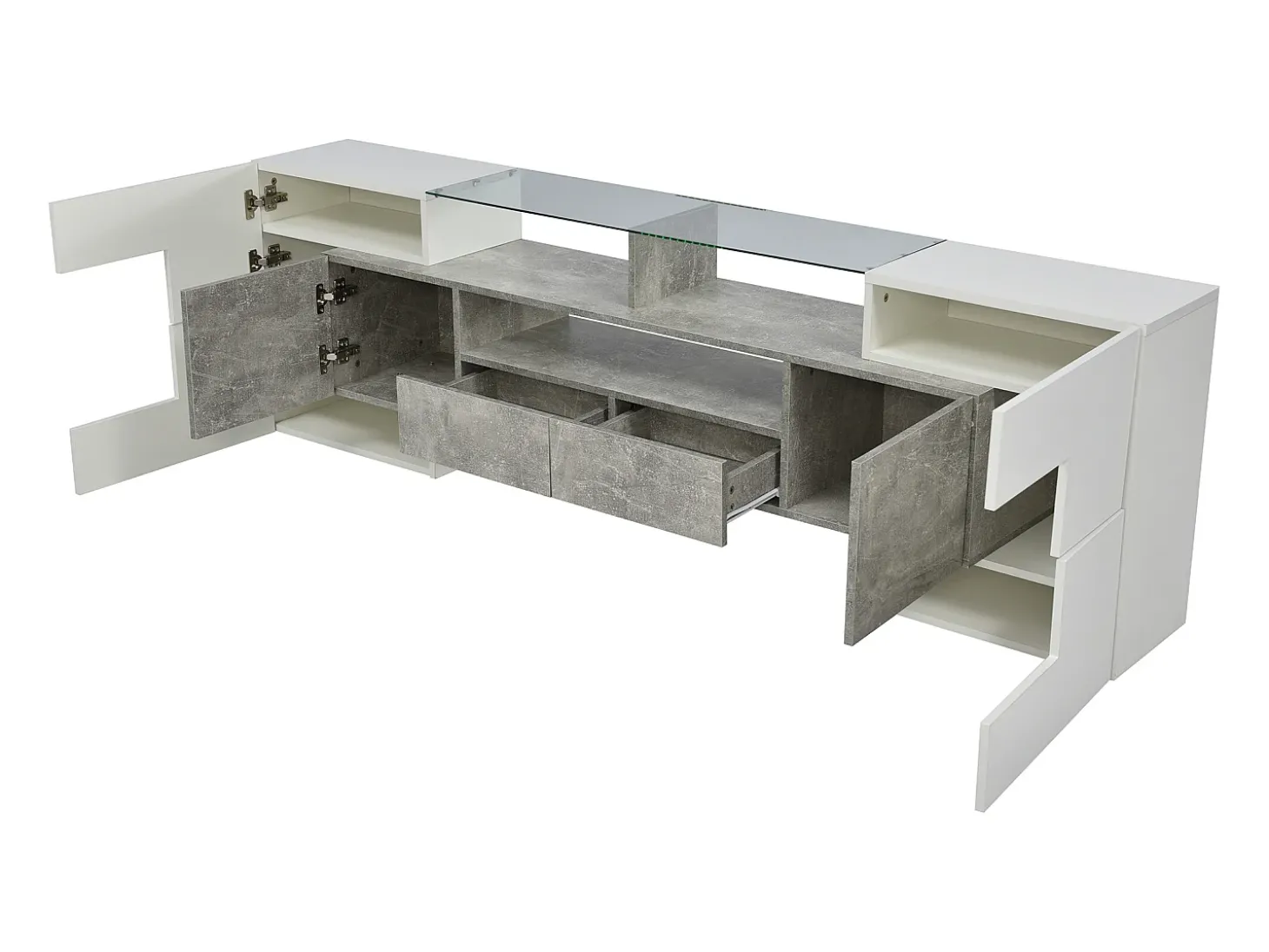 Suporte para TV LED, Móvel Alto para TV para Sala de Estar, com Espaço de Armazenamento, 200 x 30 x 60 cm, Branco e Cinza