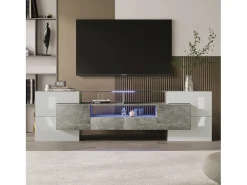 Suporte para TV LED, Móvel Alto para TV para Sala de Estar, com Espaço de Armazenamento, 200 x 30 x 60 cm, Branco e Cinza