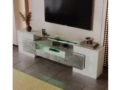 Suporte para TV LED, Móvel Alto para TV para Sala de Estar, com Espaço de Armazenamento, 200 x 30 x 60 cm, Branco e Cinza