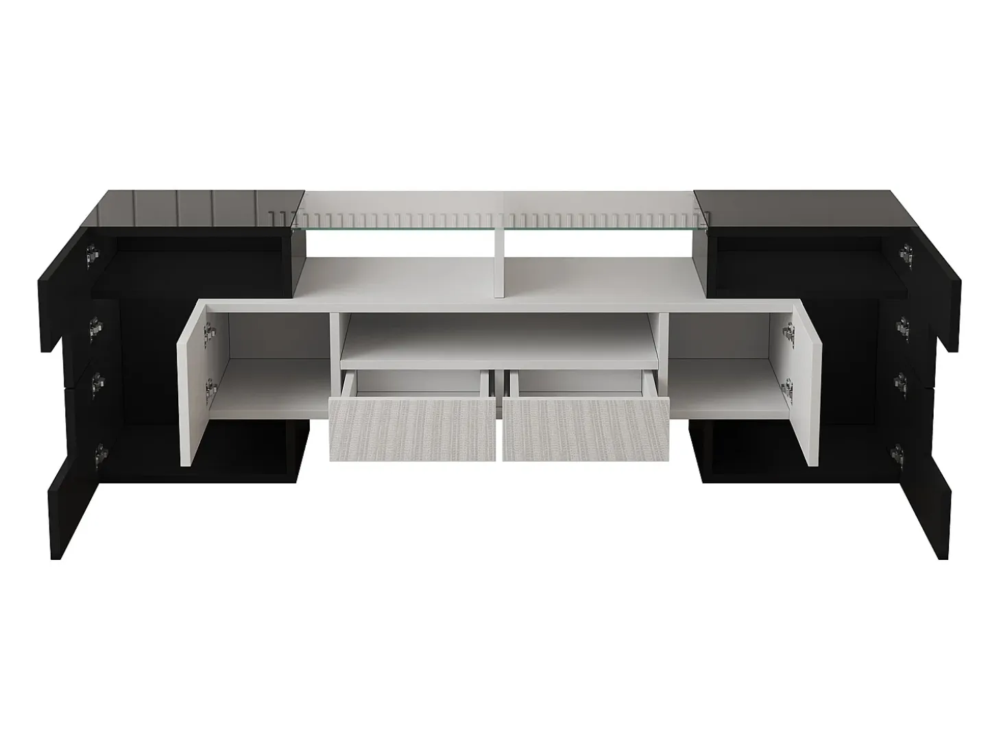 Suporte para TV LED, móvel alto para TV de sala de estar, com espaço de armazenamento, 150 x 30 x 50 cm, branco e cinza.