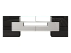 Suporte para TV LED, móvel alto para TV de sala de estar, com espaço de armazenamento, 150 x 30 x 50 cm, branco e cinza.