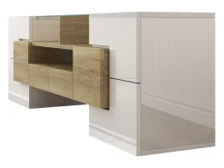 Suporte para TV LED, Móvel Alto para TV para Sala de Estar, com Espaço de Armazenamento, 150 x 30 x 50 cm, Branco e Madeira