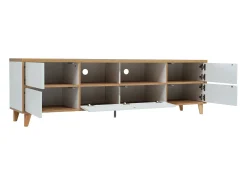 Suporte para TV/mesa de centro com 5 portas e 2 compartimentos abertos para sua sala de estar, 175 x 37 x 51 cm