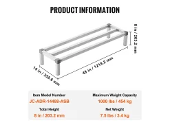 Suporte SucceBuy Rack de Cura de Alumínio Robusto 122 cm x 36 cm x 20 cm, Capacidade de Carga Excepcional de 454 kg - para Armazenamento e Secagem Seguros
