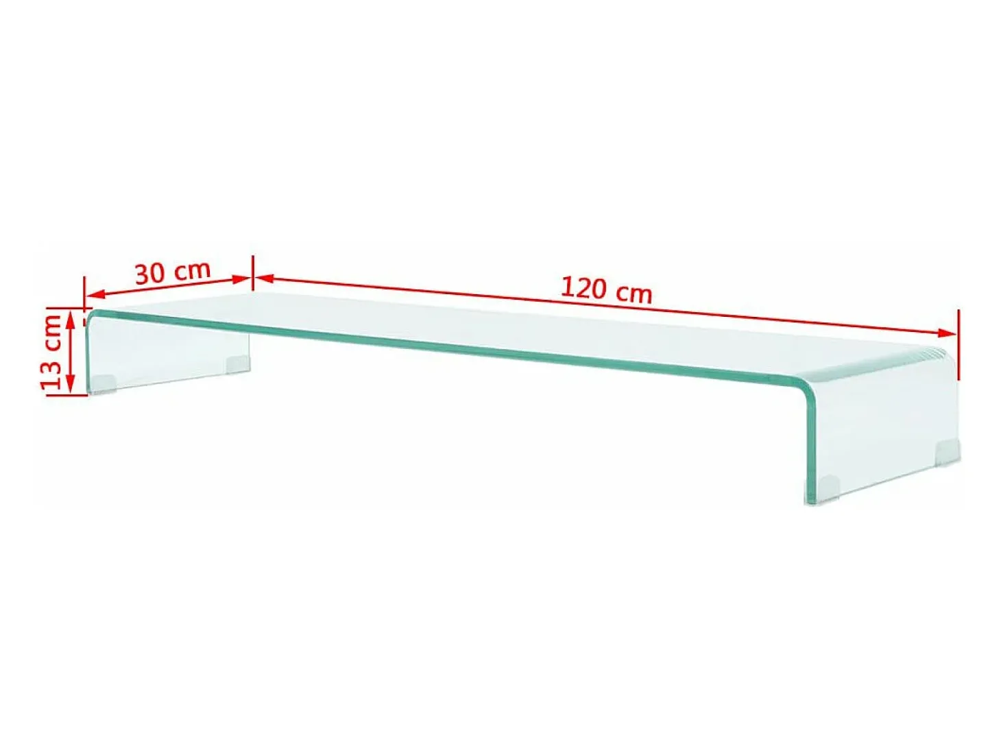 Suporte/aparador de TV de design prático para monitor de 120 cm vidro transparente 2502220
