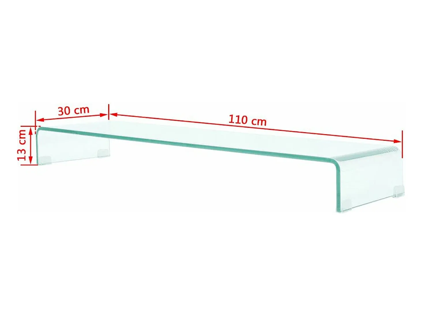 Suporte/aparador de TV prático e de design para televisão/monitor 110 cm vidro transparente 2502034