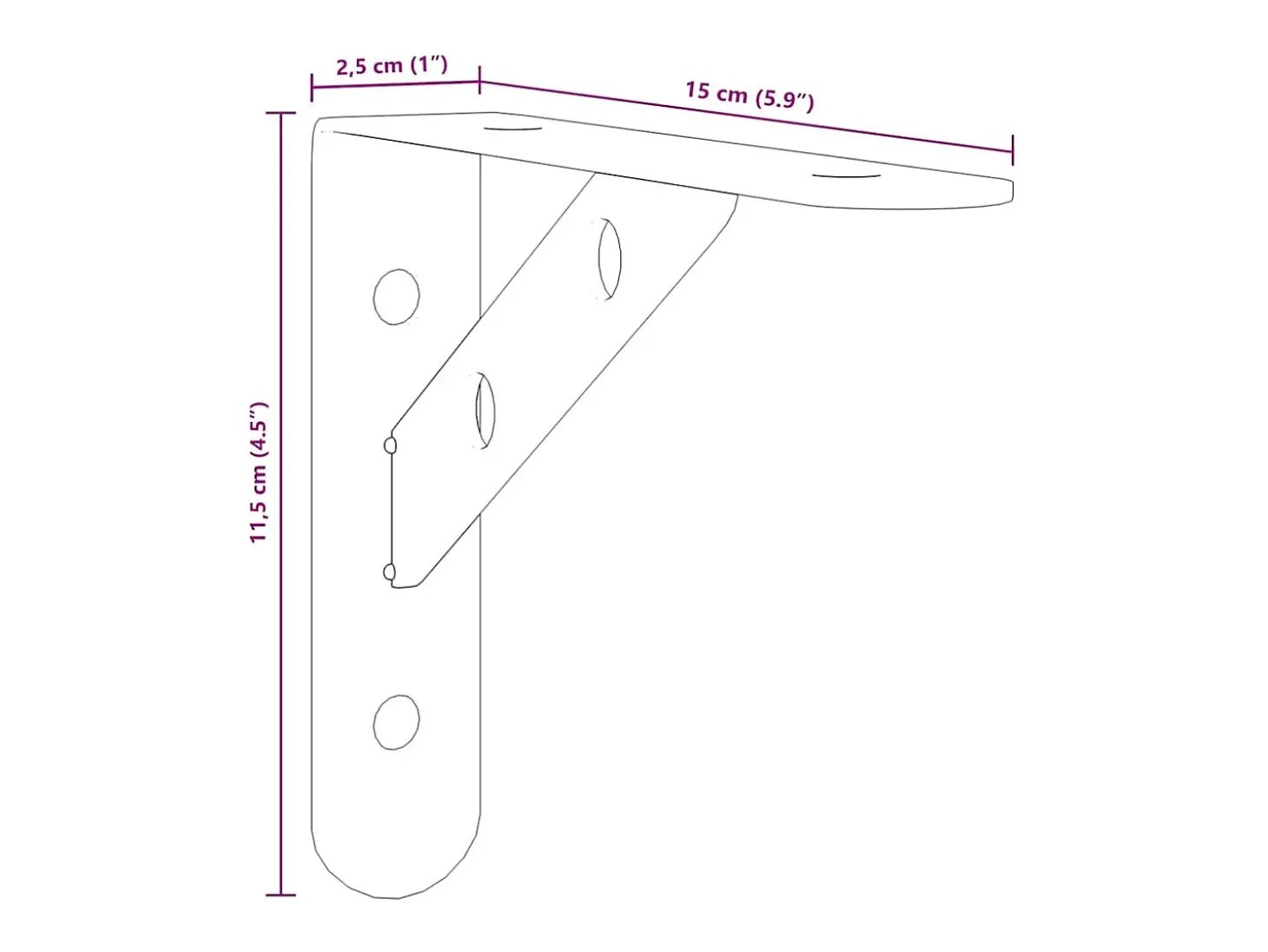 Suportes prateleira 4pcs 15x2,5x11,5 cm aço inoxidável prateado