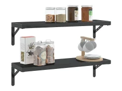 Suportes prateleira 4pcs 23,5x2,5x15,5 cm aço inoxidável preto