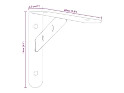 Suportes prateleira 4pcs 20x2,5x14 cm aço inoxidável prateado