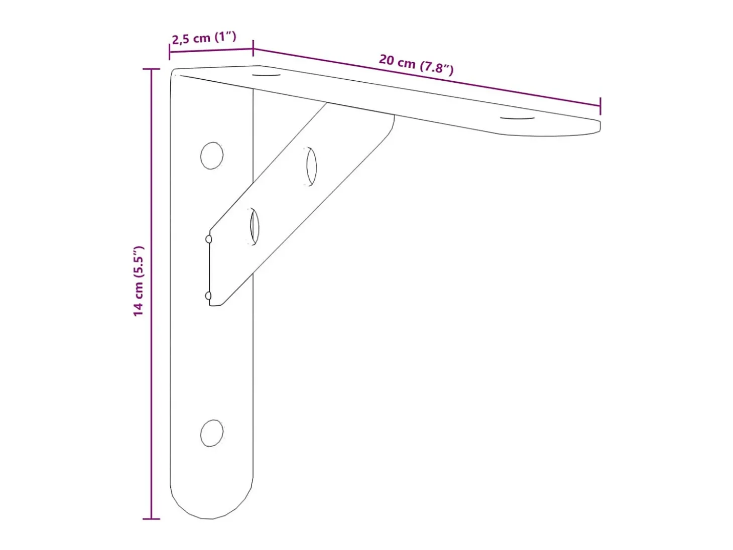 Suportes prateleira 4pcs 20x2,5x14 cm aço inoxidável prateado