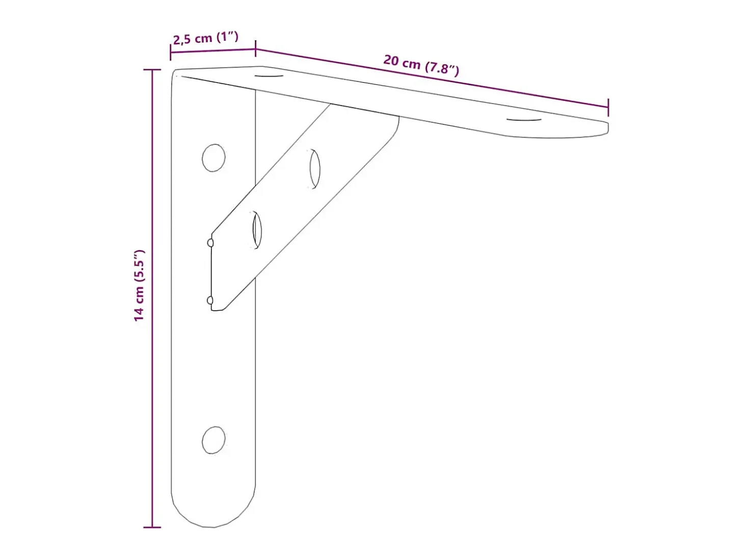 Suportes prateleira 4pcs 20x2,5x14 cm aço inoxidável prateado