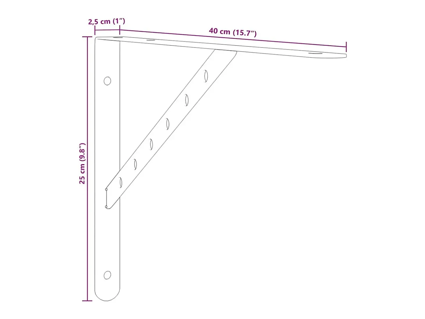 Suportes prateleira 4pcs 40x2,5x25 cm aço inoxidável preto
