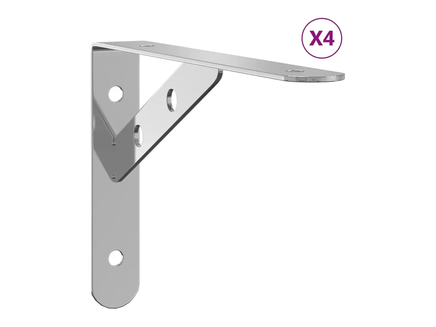 Suportes prateleira 4pcs 20x2,5x14 cm aço inoxidável prateado PT899180