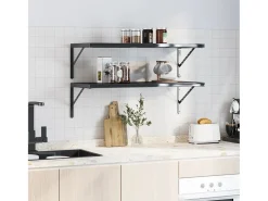 Suportes prateleira 4pcs 40x2,5x25 cm aço inoxidável preto PT251453