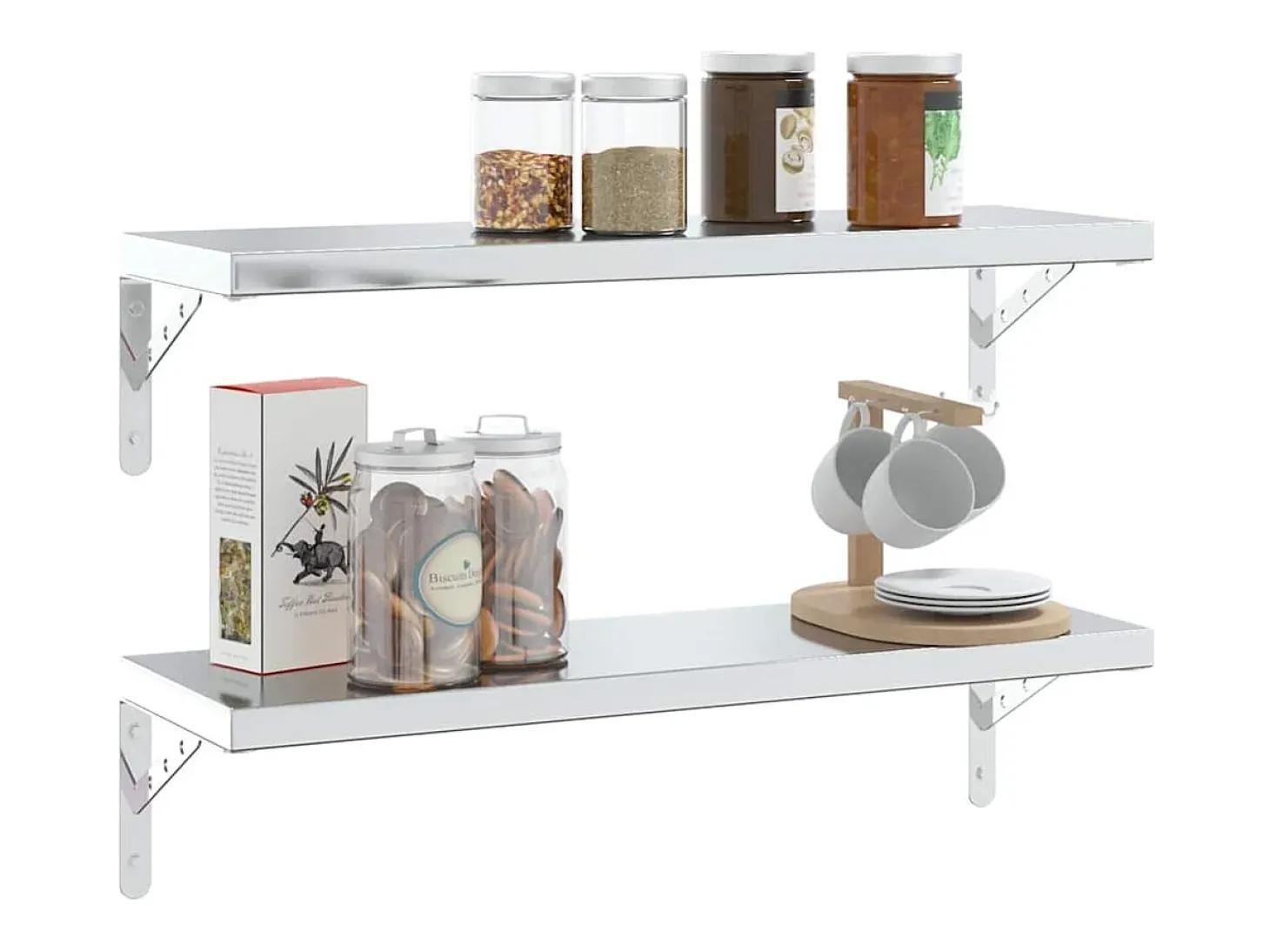 Suportes prateleira 4pcs 23,5x2,5x15,5 cm aço inoxidável prata