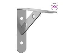 Suportes prateleira 4pcs 15x2,5x11,5 cm aço inoxidável prateado PT839714